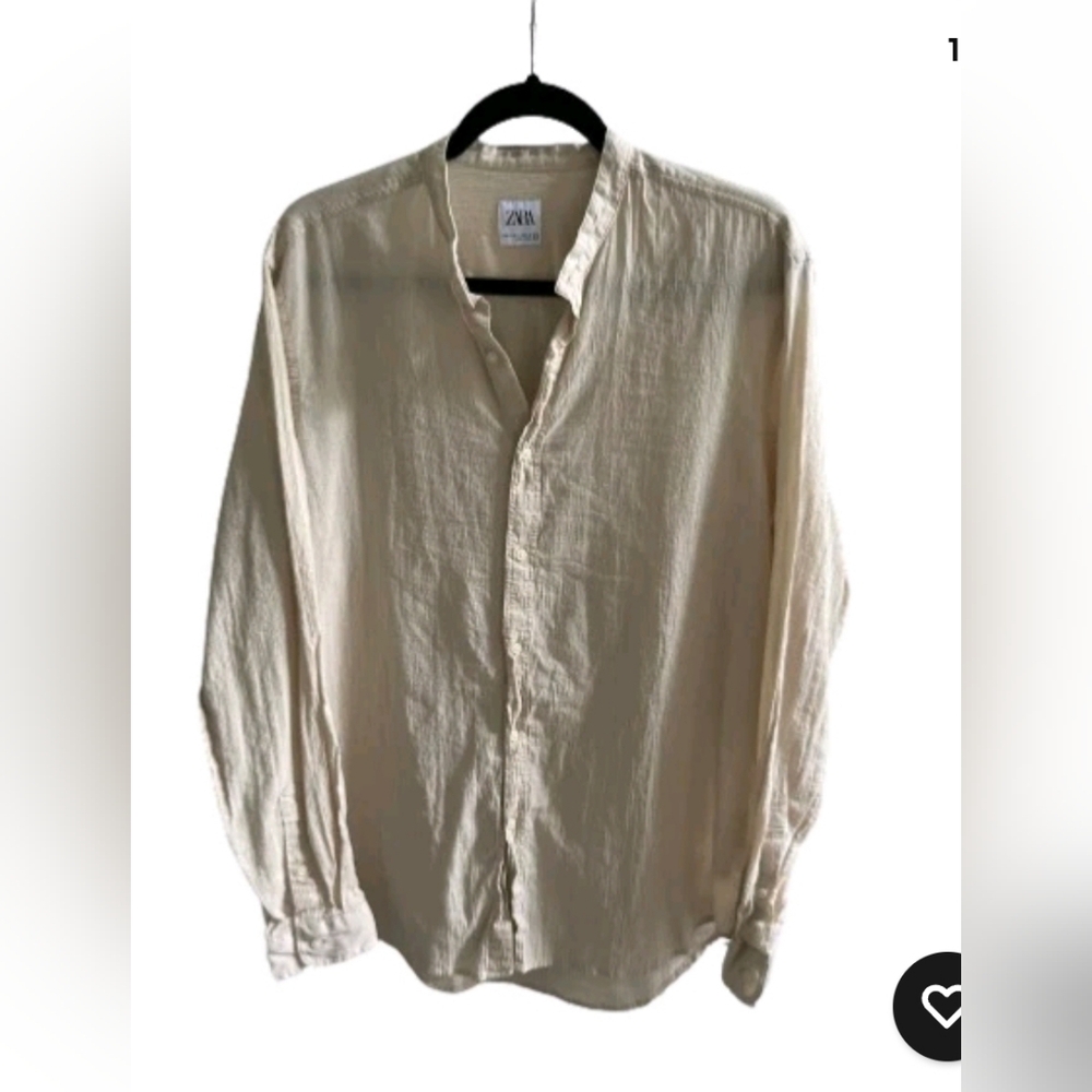 EUC Zara Women's Crinkle Gauze Cream Shirt